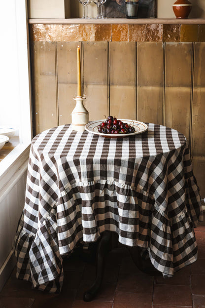 The Margot Chocolat Gingham Tablecloth