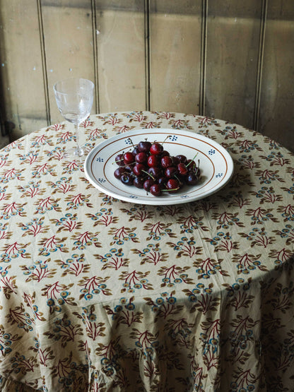 The Margot Floral Handblock Printed Tablecloth