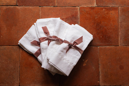 The Margot Hand-embroidered White Linen Napkin